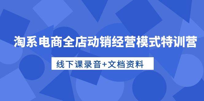 淘系电商全店动销经营模式特训营，线下课录音+文档资料网创吧-网创项目资源站-副业项目-创业项目-搞钱项目网创吧